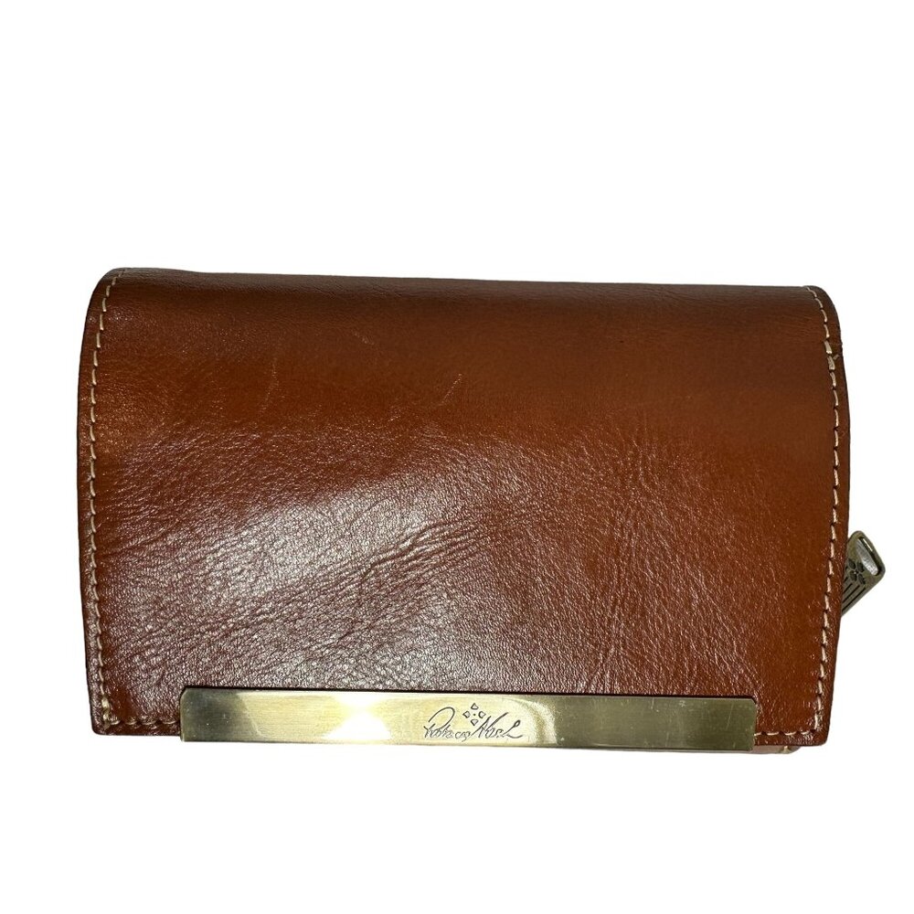 Patricia Nash Tri-Fold Wallet Organizer Smooth Brown Leather